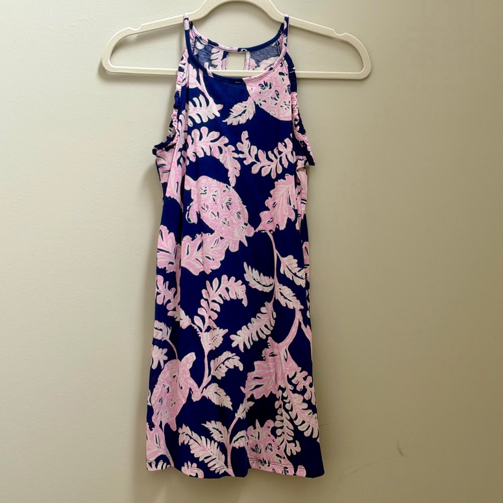 Like New Lilly Pulitzer Girls Lightweight Shift Dress in Pink & Navy Size L 8/10